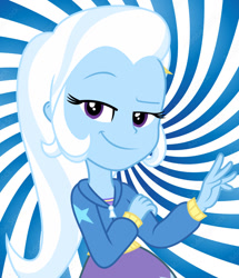 Size: 882x1024 | Tagged: safe, imported from derpibooru, trixie, human, equestria girls, blue, blue eyes, female, great, hand, hypnosis, hypnotized, magic, magician, mind control, obey, solo