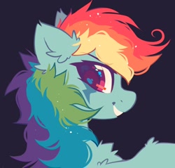 Size: 920x878 | Tagged: safe, artist:mirtash, imported from derpibooru, rainbow dash, pegasus, pony, bust, g4, looking at you, portrait, side view, simple background, smiling, solo