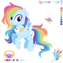 Size: 1920x1920 | Tagged: safe, artist:kabuvee, imported from derpibooru, oc, oc:rainbow wind, pegasus, pony, colored wings, female, mare, not rainbow dash, show accurate, simple background, solo, transparent background, two toned wings, wings