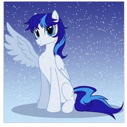 Size: 3000x3000 | Tagged: safe, artist:nika-rain, imported from derpibooru, oc, oc only, oc:snowflake flower, pegasus, pony, commission, cute, female, gradient background, show accurate, solo