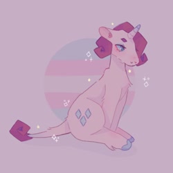 Size: 1440x1440 | Tagged: safe, artist:ariariari.png, imported from derpibooru, rarity, pony, unicorn, colored hooves, female, leonine tail, pride, pride flag, solo, sparkles, tail, trans female, transgender, transgender pride flag, unshorn fetlocks