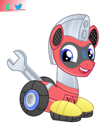 Size: 6600x7491 | Tagged: safe, artist:kuren247, imported from derpibooru, oc, oc:trackhead, pony, robot, robot pony, art trade, cute, looking at you, simple background, smiling, solo, transparent background, vector