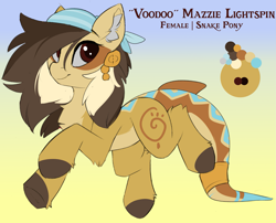 Size: 2317x1875 | Tagged: safe, artist:beardie, imported from derpibooru, oc, oc only, oc:mazzie lightspin, original species, snake, snake pony, bandana, female, gradient background, mare, solo