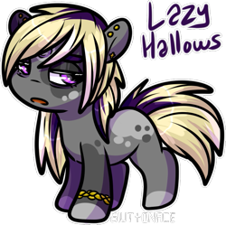 Size: 853x848 | Tagged: safe, artist:sexygoatgod, imported from derpibooru, oc, oc only, oc:lazy hallows, pony, unicorn, bags under eyes, bracelet, chibi, dyed hair, dyed mane, dyed tail, ear piercing, jewelry, piercing, simple background, solo, tail, transparent background