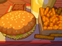 Size: 800x600 | Tagged: safe, artist:rangelost, imported from derpibooru, cyoa:d20 pony, burger, cyoa, food, french fries, hay burger, no pony, offscreen character, pixel art, story included