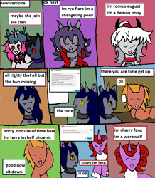 Size: 1303x1494 | Tagged: safe, artist:ask-luciavampire, imported from derpibooru, oc, changeling, demon, demon pony, earth pony, pony, undead, vampire, werewolf, comic, tumblr