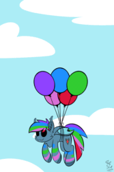 Size: 800x1200 | Tagged: safe, artist:starcasteclipse, imported from derpibooru, oc, oc only, oc:azure star (fauli1221), bat pony, pony, animated, balloon, bat pony oc, commission, floating, gif, solo, ych result