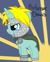 Size: 411x501 | Tagged: safe, artist:fire-girl872, imported from derpibooru, pony, unicorn, 2014, abstract background, butters stotch, colt, foal, looking offscreen, male, ponified, professor chaos, solo, south park