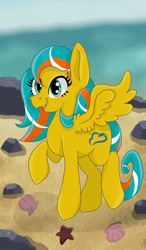 Size: 964x1652 | Tagged: safe, artist:annuthecatgirl, imported from derpibooru, oc, oc only, oc:ocean breeze, pegasus, beach, solo