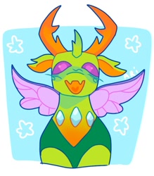 Size: 1098x1252 | Tagged: safe, artist:ariariari.png, imported from derpibooru, thorax, changedling, changeling, happy, king thorax, looking at you, smiling, smiling at you, solo