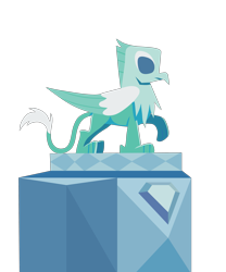 Size: 2575x3100 | Tagged: safe, artist:ethaes, imported from twibooru, griffon, the crystal empire, crystal empire, crystal griffon, folded wings, image, one leg raised, png, pose, simple background, statue, transparent background, vector, wings