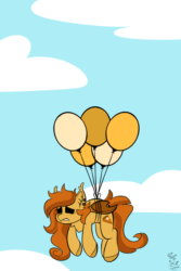 Size: 800x1200 | Tagged: safe, artist:starcasteclipse, imported from derpibooru, oc, oc only, oc:pumpkin spice, bat pony, pony, animated, balloon, commission, floating, gif, solo, ych result