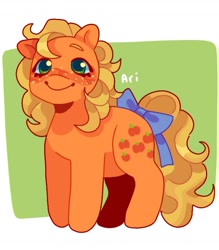 Size: 1440x1641 | Tagged: safe, artist:ariariari.png, imported from derpibooru, applejack (g1), earth pony, pony, bow, freckles, g1, solo, tail, tail bow