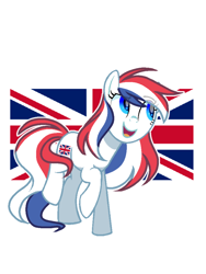 Size: 720x960 | Tagged: safe, artist:diniarvegafinahar, imported from derpibooru, earth pony, pony, female, flag, mare, nation ponies, open mouth, ponified, simple background, solo, united kingdom, white background