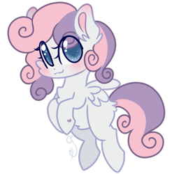 Size: 623x633 | Tagged: safe, artist:cutiesparke, imported from derpibooru, sweetie belle, pegasus, pony, :3, blushing, butt fluff, chest fluff, double mane, ear blush, ear fluff, eye clipping through hair, flying, lightly watermarked, looking up, pegasus sweetie belle, race swap, simple background, smiling, solo, spread wings, transparent background, watermark, wings