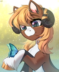 Size: 2000x2444 | Tagged: safe, artist:hakaina, imported from derpibooru, oc, oc only, butterfly, pony, solo, unshorn fetlocks