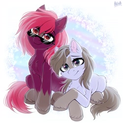 Size: 2300x2300 | Tagged: safe, artist:hakaina, imported from derpibooru, oc, oc only, earth pony, pony, duo, sunglasses
