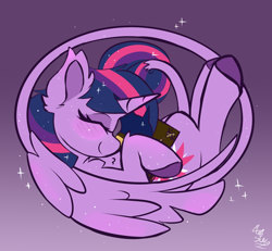 Size: 1300x1200 | Tagged: safe, artist:starcasteclipse, imported from derpibooru, twilight sparkle, alicorn, pony, blushing, book, eyes closed, gradient background, solo, twilight sparkle (alicorn)