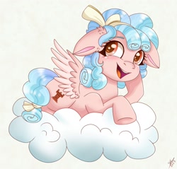 Size: 2650x2534 | Tagged: safe, artist:galaxy swirl, imported from derpibooru, cozy glow, pegasus, pony, cloud, floppy ears, happy, simple background, solo, white background