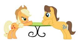 Size: 900x507 | Tagged: safe, artist:asdflove, imported from derpibooru, applejack, caramel, earth pony, pony, carajack, date, female, male, mare, shipping, simple background, stallion, straight, transparent background, vector