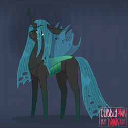 Size: 1500x1500 | Tagged: safe, artist:cuddlypinkdrink, imported from derpibooru, queen chrysalis, changeling, changeling queen, redesign, solo, transparent wings, wings