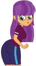 Size: 882x1583 | Tagged: safe, artist:rainbowstarcolour262, imported from derpibooru, ginger owlseye, human, equestria girls, ass, butt, clothes, female, ginger owlsbutt, lipstick, looking down, shirt, shorts, simple background, solo, sports shorts, transparent background