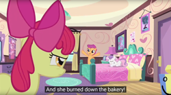 Size: 1680x944 | Tagged: safe, edit, edited screencap, imported from derpibooru, screencap, apple bloom, scootaloo, sweetie belle, one bad apple, caption, cutie mark crusaders, meme, trio, youtube caption