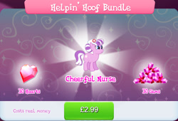 Size: 1267x861 | Tagged: safe, imported from derpibooru, nurse sweetheart, earth pony, pony, advertisement, bundle, costs real money, english, female, freckles, gameloft, gem, hat, mare, mobile game, my little pony: magic princess, numbers, official, sale, solo, text