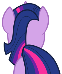 Size: 2861x3419 | Tagged: safe, artist:estories, imported from derpibooru, twilight sparkle, pony, unicorn, back, female, mane, mare, multicolored mane, multicolored tail, rear view, simple background, solo, tail, transparent background, unicorn twilight, vector