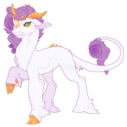 Size: 776x777 | Tagged: safe, artist:seffiron, imported from derpibooru, oc, oc only, oc:rose gold, dracony, dragon, hybrid, pony, cloven hooves, female, horns, interspecies offspring, leonine tail, looking at you, mare, offspring, parent:rarity, parent:spike, parents:sparity, simple background, smiling, smiling at you, solo, tail, white background