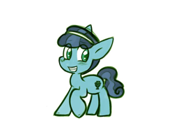 Size: 680x478 | Tagged: safe, artist:zutcha, imported from derpibooru, crystal hoof, thorax, crystal pony, earth pony, pony, disguise, disguised changeling, eye clipping through hair, grin, looking away, male, simple background, smiling, solo, stallion, white background