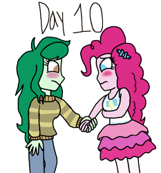 Size: 3000x3225 | Tagged: safe, artist:bigpurplemuppet99, imported from derpibooru, pinkie pie, wallflower blush, equestria girls, blushing, female, lesbian, shipping