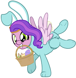 Size: 1675x1700 | Tagged: safe, alternate version, artist:nitei, imported from derpibooru, pipp petals, pegasus, pony, animal costume, bunny costume, clothes, costume, diaper, diaper fetish, easter, easter bunny, easter egg, fetish, g5, holiday, mouth hold, simple background, transparent background