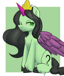 Size: 2056x2424 | Tagged: safe, artist:dumbwoofer, imported from derpibooru, oc, oc:filly anon, oc:princess anon, pony, spoiler:g5, spoiler:my little pony: make your mark chapter 4, chest fluff, ear fluff, female, filly, g5, glare, horn, looking at you, mare, menacing, my little pony: make your mark, my little pony: make your mark chapter 4, simple background, sitting, smiling, smiling at you, solo, transparent background, unshorn fetlocks, wings