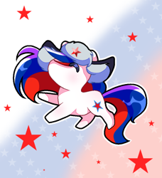 Size: 720x788 | Tagged: safe, artist:diniarvegafinahar, imported from derpibooru, oc, oc only, oc:marussia, earth pony, pony, chibi, female, hat, mare, nation ponies, ponified, russia, solo, stars, ushanka