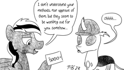 Size: 1200x675 | Tagged: safe, artist:pony-berserker, imported from derpibooru, oc, oc:berzie, oc:midnight blaze, 2023, dialogue, english, meta, pony-berserker's sketches on x