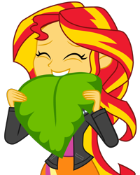 Size: 1024x1280 | Tagged: safe, artist:ahsokafan100, imported from derpibooru, sunset shimmer, human, epic fails (equestria girls), eqg summertime shorts, equestria girls, clothes, cute, equestria girls 10th anniversary, humans doing horse things, jacket, leaf, leather, leather jacket, shimmerbetes, shirt, simple background, skirt, solo, sunset wants her old digestive system back, transparent background, vector