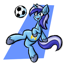 Size: 1182x1193 | Tagged: safe, artist:daze, imported from derpibooru, minuette, pony, unicorn, female, football, hoofball, mare, solo, sports