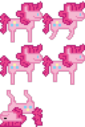Size: 640x960 | Tagged: safe, artist:awesomebrony, imported from derpibooru, pinkie pie, earth pony, pony, dead, female, flipped, hooves, jumping, mare, pixel art, pixelated, simple background, smiling, solo, sprite, sprite sheet, standing, transparent background