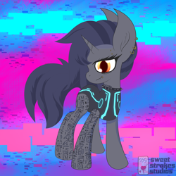 Size: 4000x4000 | Tagged: safe, artist:sweetstrokesstudios, imported from derpibooru, oc, pony, glitch.cyber, my little pony, solo