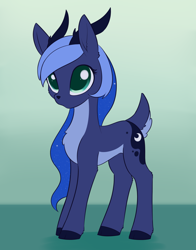 Size: 1620x2070 | Tagged: safe, artist:dusthiel, imported from derpibooru, princess luna, deer, atg 2023, cute, deerified, deerluna, doe, female, lunabetes, newbie artist training grounds, solo, species swap