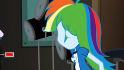 Size: 3072x1727 | Tagged: safe, imported from derpibooru, screencap, rainbow dash, human, equestria girls, movie magic, spoiler:eqg specials, female, geode of super speed, jewelry, magical geodes, male, necklace, offscreen character, solo focus, unnamed character