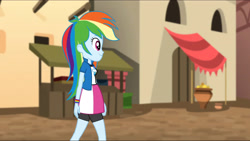 Size: 3072x1727 | Tagged: safe, imported from derpibooru, screencap, rainbow dash, human, equestria girls, movie magic, spoiler:eqg specials, clothes, cutie mark, cutie mark on clothes, female, geode of super speed, jewelry, magical geodes, necklace, smiling, solo