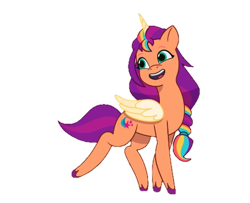 Size: 469x381 | Tagged: safe, imported from derpibooru, sunny starscout, alicorn, earth pony, pony, 2024 franchise overview, alicornified, female, g5, mane stripe sunny, mare, my little pony: tell your tale, official, race swap, simple background, solo, transparent background