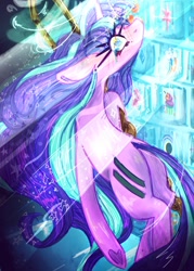 Size: 2500x3500 | Tagged: safe, artist:namiiarts, imported from derpibooru, starlight glimmer, pony, unicorn, crying, equal cutie mark, looking at you, looking back, looking back at you, rear view, s5 starlight, solo