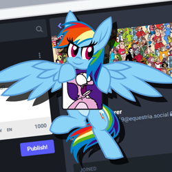 Size: 1155x1155 | Tagged: safe, artist:tridashie, imported from derpibooru, rainbow dash, pegasus, mastodon (website)