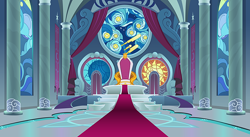 Size: 1260x690 | Tagged: safe, editor:incredibubbleirishguy, imported from derpibooru, season 9, spoiler:s09, canterlot throne room, no pony, throne, throne room