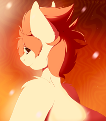 Size: 3500x4000 | Tagged: safe, artist:chura chu, imported from derpibooru, oc, oc:ron orange, earth pony, pony, bust, looking at you, looking back, male, orange hair, portrait, solo, stallion