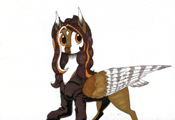 Size: 1280x879 | Tagged: safe, artist:darkhestur, imported from derpibooru, oc, oc:fairchild, pegasus, clothes, female, folded wings, gift art, hat, jacket, leather, leather jacket, marker drawing, simple background, traditional art, white background, wings