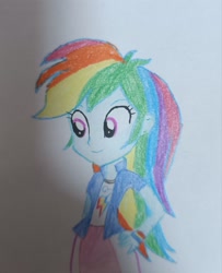 Size: 1558x1920 | Tagged: safe, imported from derpibooru, rainbow dash, human, equestria girls, equestria girls 10th anniversary, female, solo, traditional art